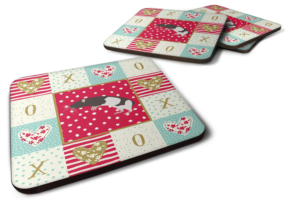 Tailless Rat Love Foam Coasters Set of 4 Cup Coasters for Indoor Outdoor, Tabletop Protection, Anti Slip, Mouse pad Material