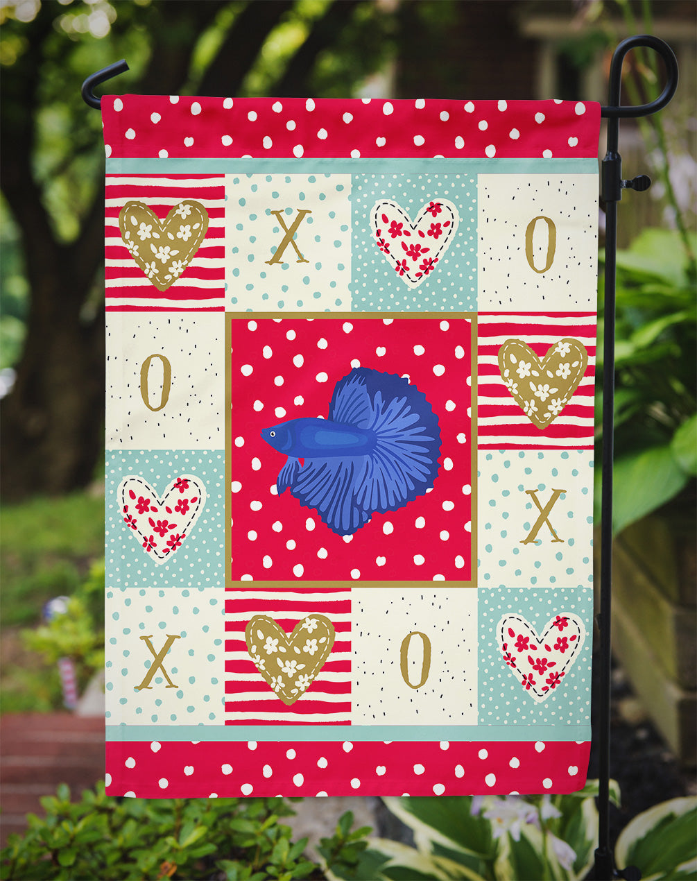 Delta Tail Betta Fish Love Garden Flag Mailbox Decorative Yard Banner Outside Patio Artwork for Flower Beds, Garden Size, Multicolor