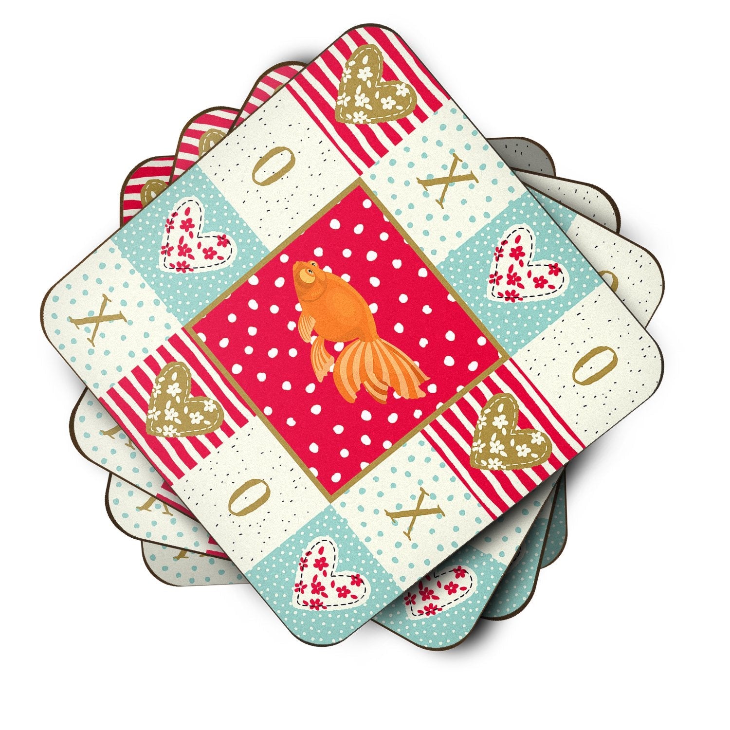 Celestial Eye Goldfish Love Foam Coasters Set of 4 Cup Coasters for Indoor Outdoor, Tabletop Protection, Anti Slip, Mouse pad Material