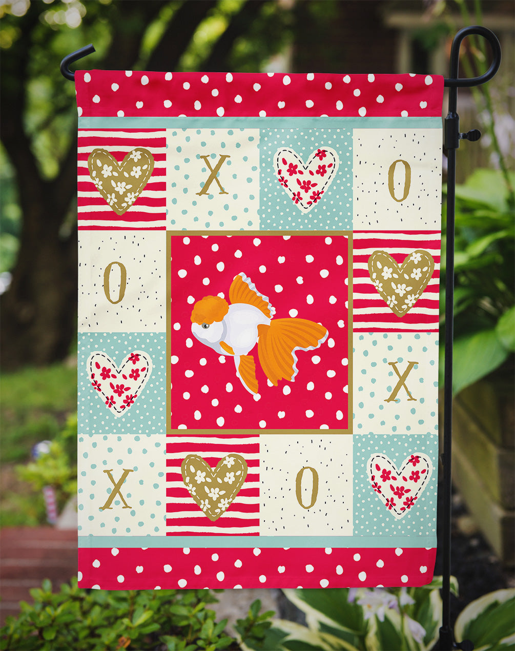 Oranda Red Cap Goldfish Love Garden Flag Mailbox Decorative Yard Banner Outside Patio Artwork for Flower Beds, Garden Size, Multicolor