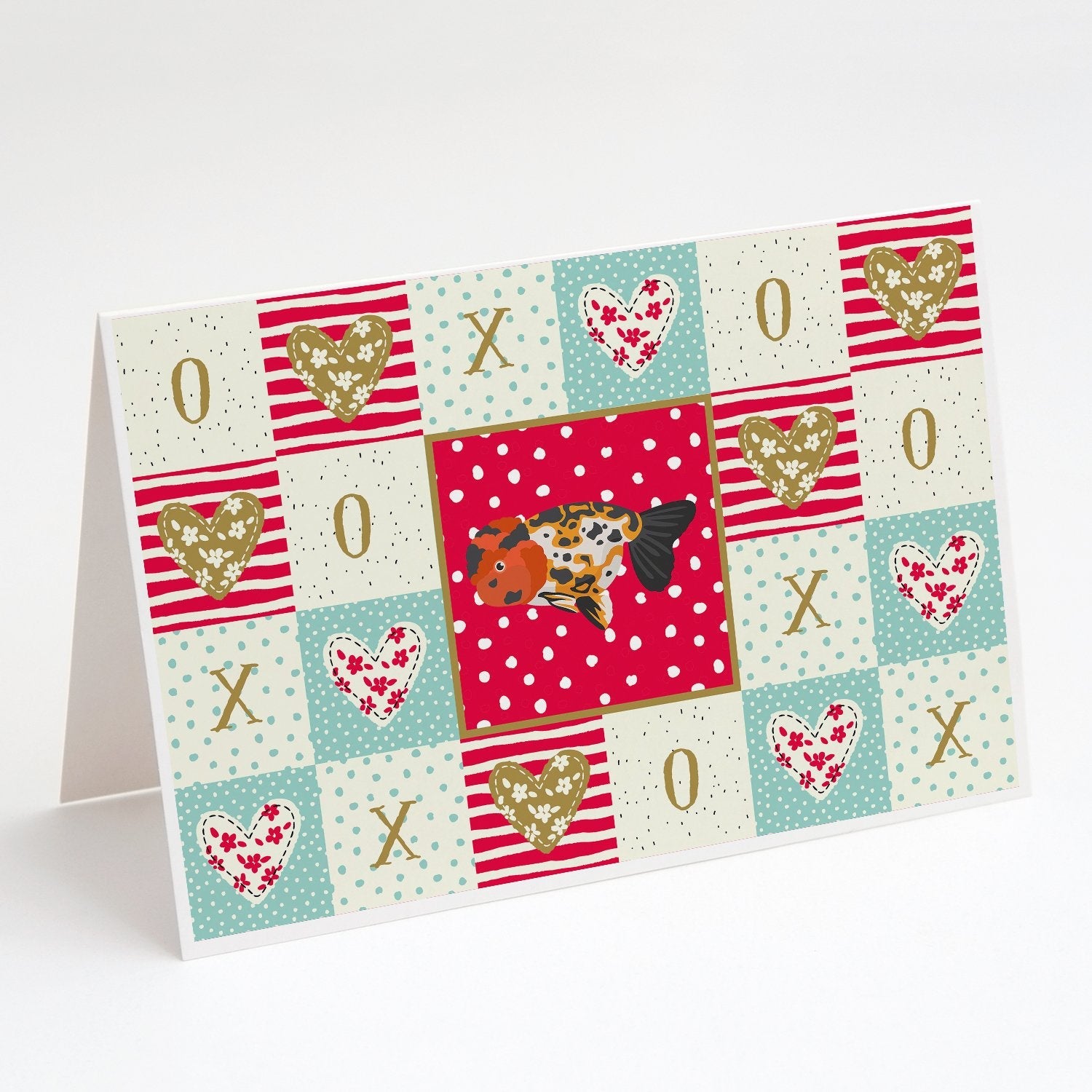 Ranchu Goldfish Love Greeting Cards Pack of 8 Blank Cards with Envelopes Whimsical A7 Size 5x7