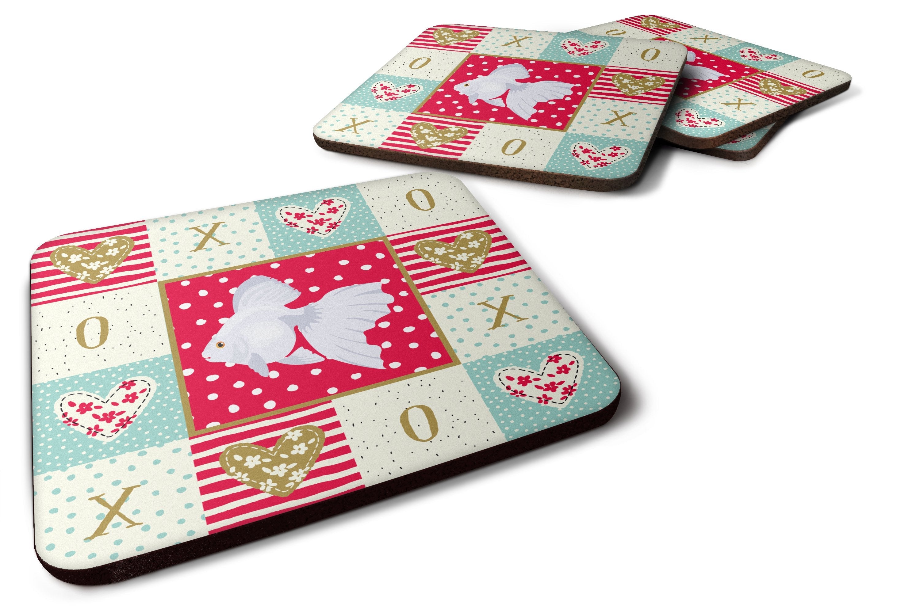 Ryukin Goldfish Love Foam Coasters Set of 4 Cup Coasters for Indoor Outdoor, Tabletop Protection, Anti Slip, Mouse pad Material