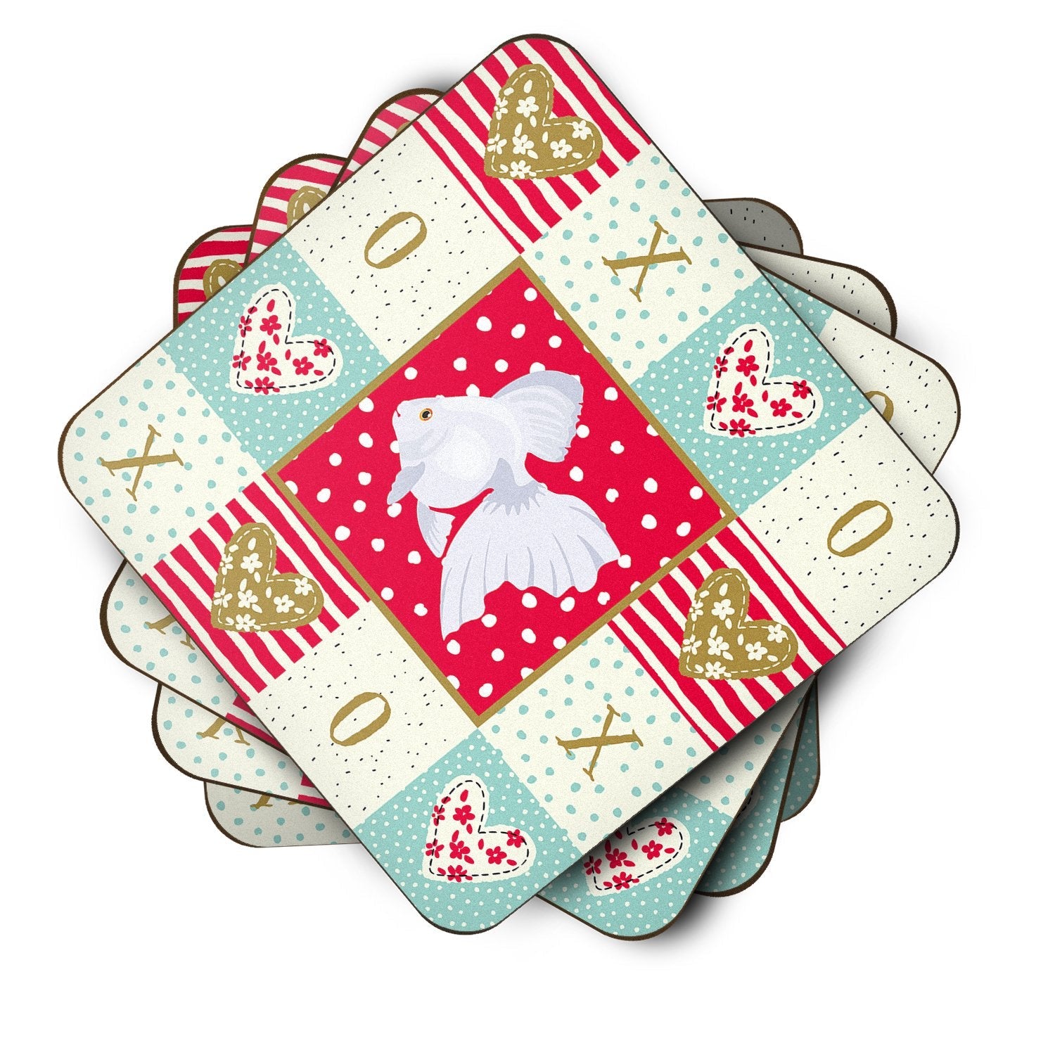 Ryukin Goldfish Love Foam Coasters Set of 4 Cup Coasters for Indoor Outdoor, Tabletop Protection, Anti Slip, Mouse pad Material