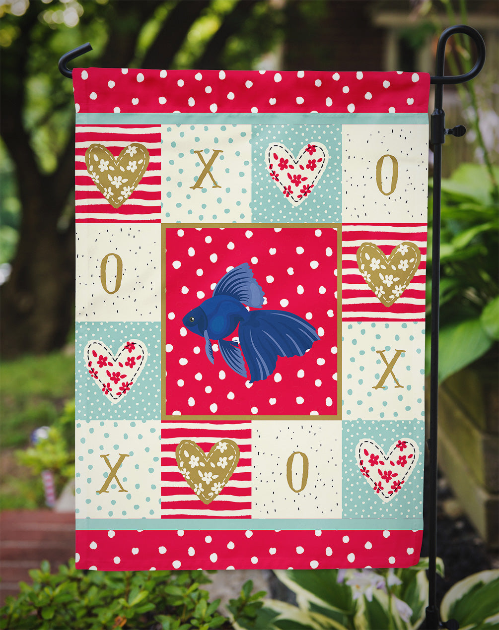 Veiltail Goldfish Love Garden Flag Mailbox Decorative Yard Banner Outside Patio Artwork for Flower Beds, Garden Size, Multicolor