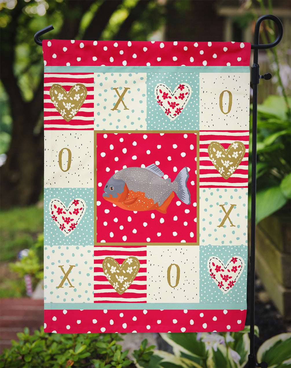 Piranha Love Garden Flag Mailbox Decorative Yard Banner Outside Patio Artwork for Flower Beds, Garden Size, Multicolor