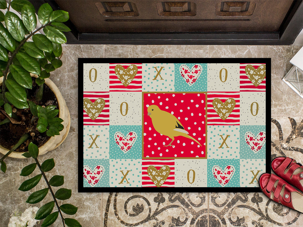 Border Canary Love Doormat Indoor Outdoor 24H X 36W Front Door Mat Rugs for Entryway, Non Slip Washable Low Pile,
