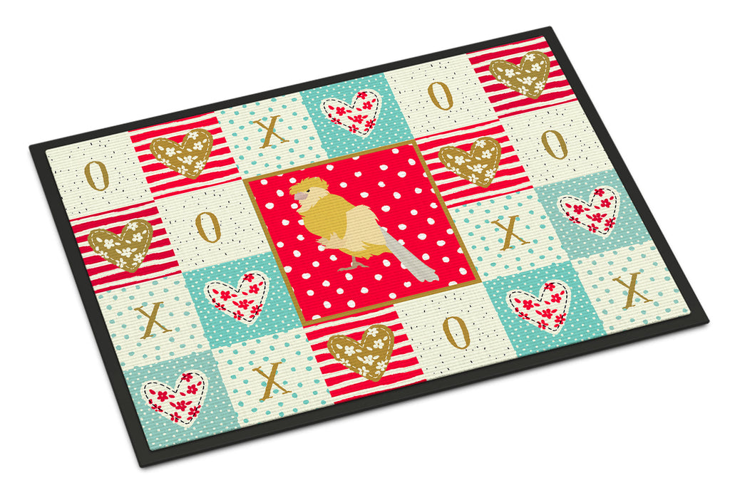 French Curly Canary Love Doormat Indoor Outdoor 18H X 27W Front Door Mat Rugs for Entryway, Non Slip Washable