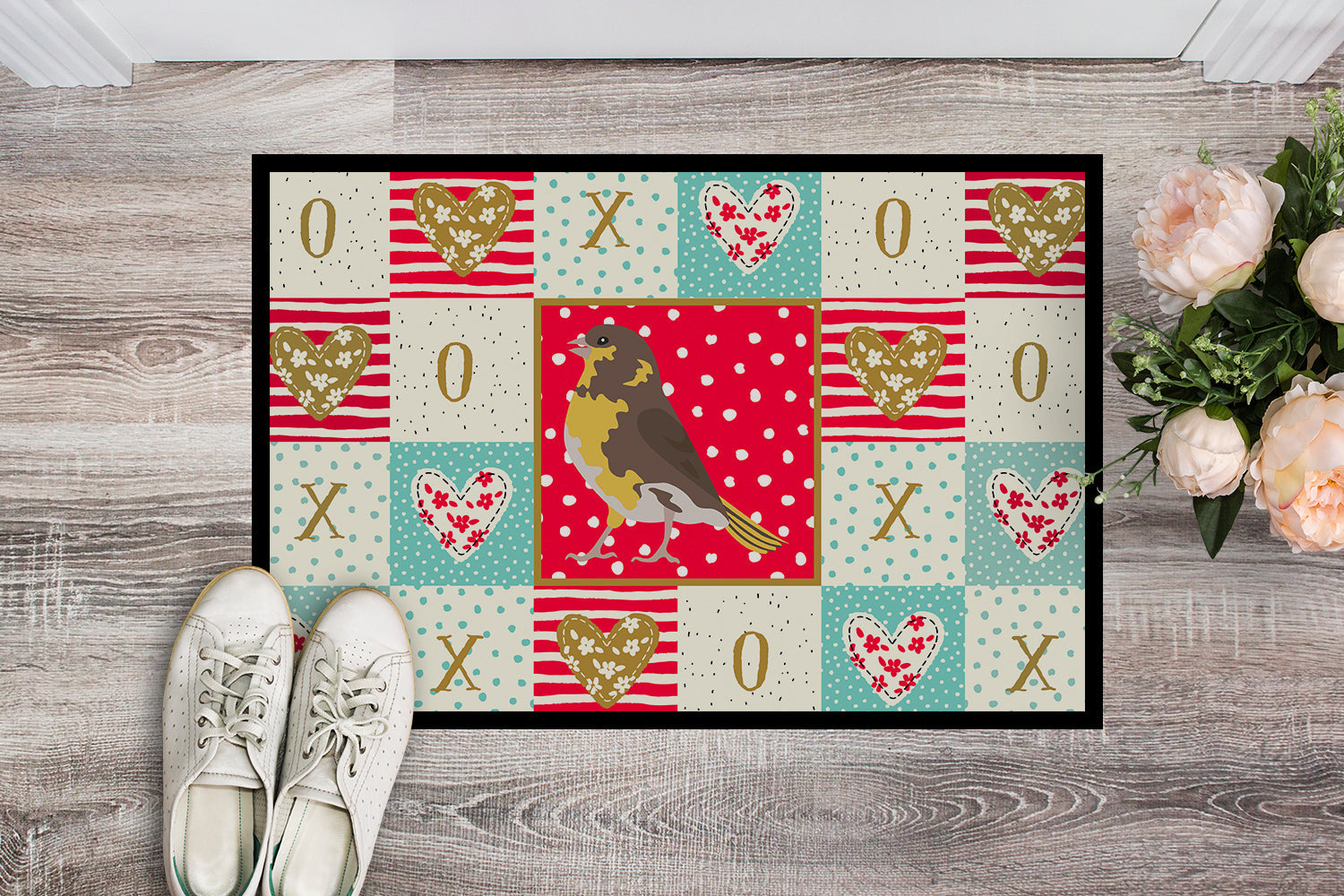 Spanish Canary Love Doormat Indoor Outdoor 18H X 27W Front Door Mat Rugs for Entryway, Non Slip Washable