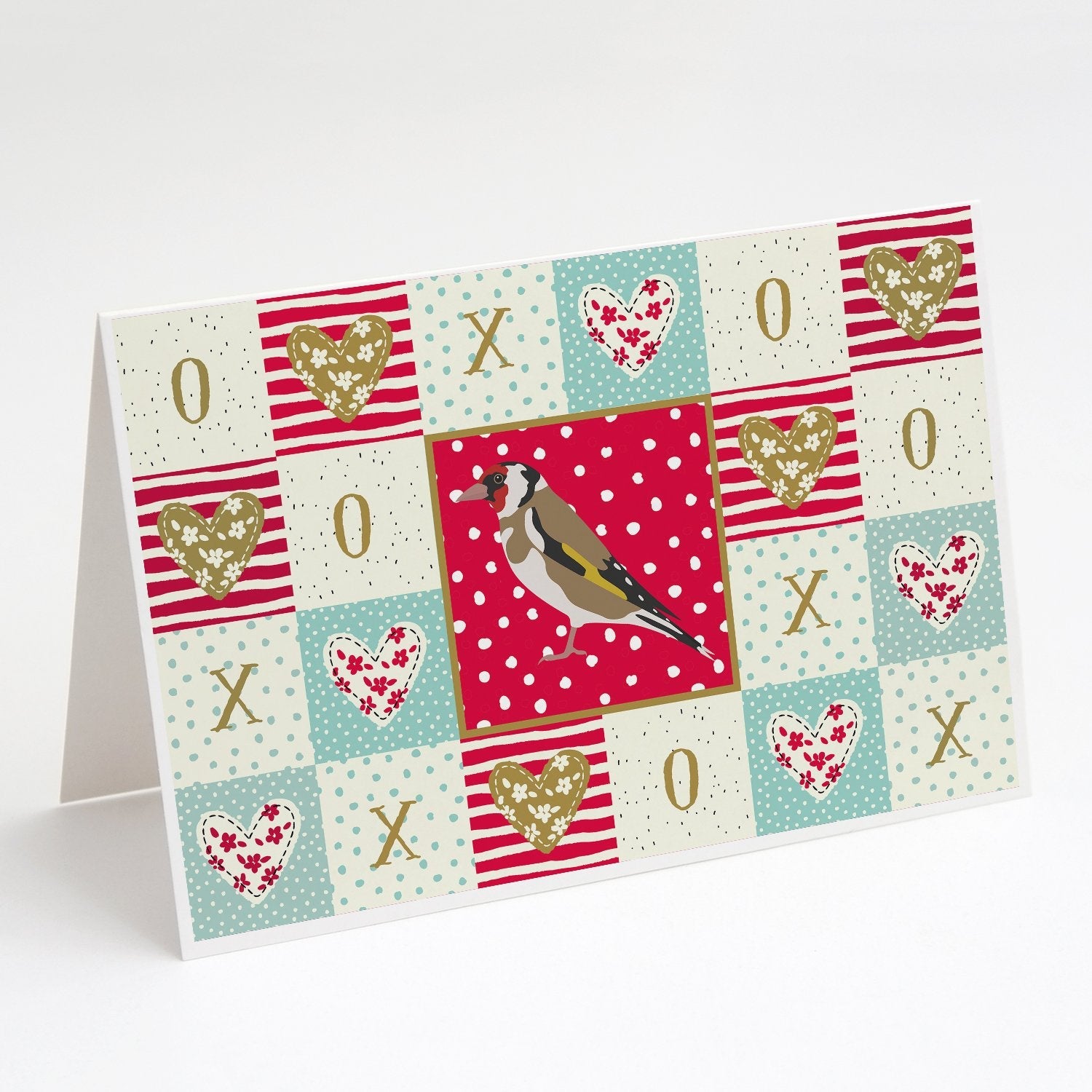Gold Finch Love Greeting Cards Pack of 8 Blank Cards with Envelopes Whimsical A7 Size 5x7