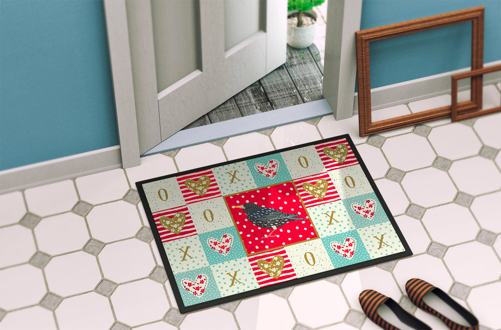 Starling Love Doormat Indoor Outdoor 24H X 36W Front Door Mat Rugs for Entryway, Non Slip Washable Low Pile,