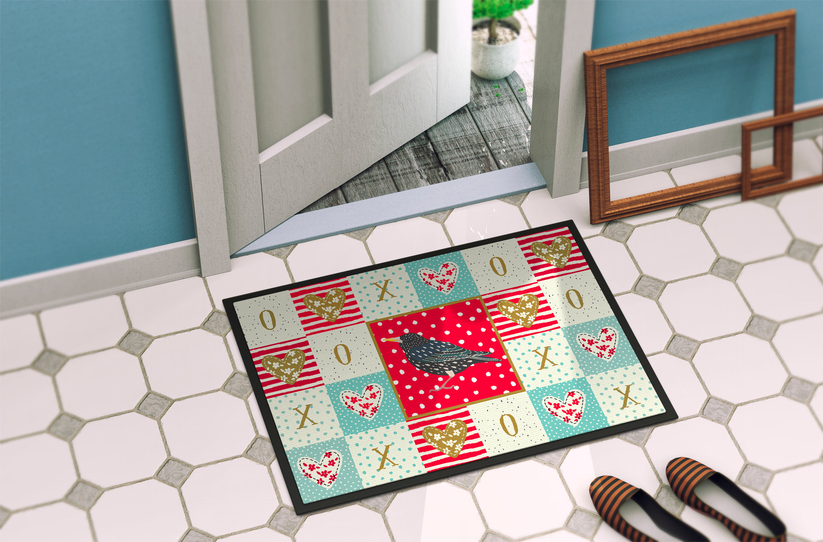Starling Love Doormat Indoor Outdoor 18H X 27W Front Door Mat Rugs for Entryway, Non Slip Washable