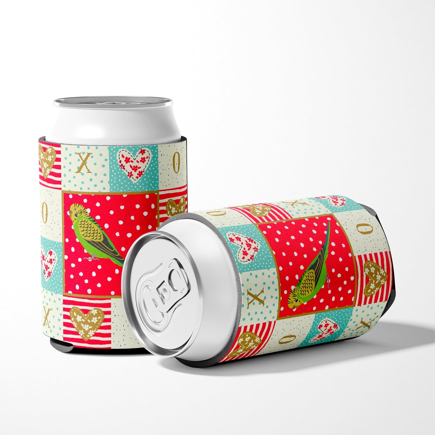 Budgerigar Love Can or Bottle Hugger Cooler Sleeve for Standard 12 oz Cans, Insulated Foam Beer & Soda Can Hugger Reusable