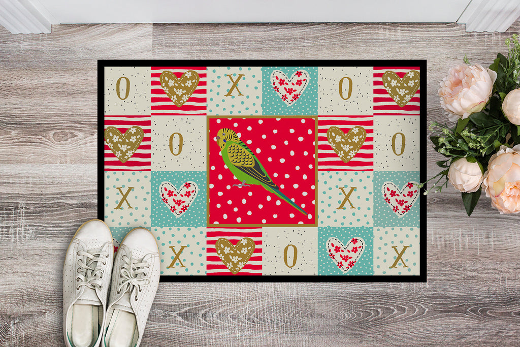 Budgerigar Love Doormat Indoor Outdoor 24H X 36W Front Door Mat Rugs for Entryway, Non Slip Washable Low Pile,