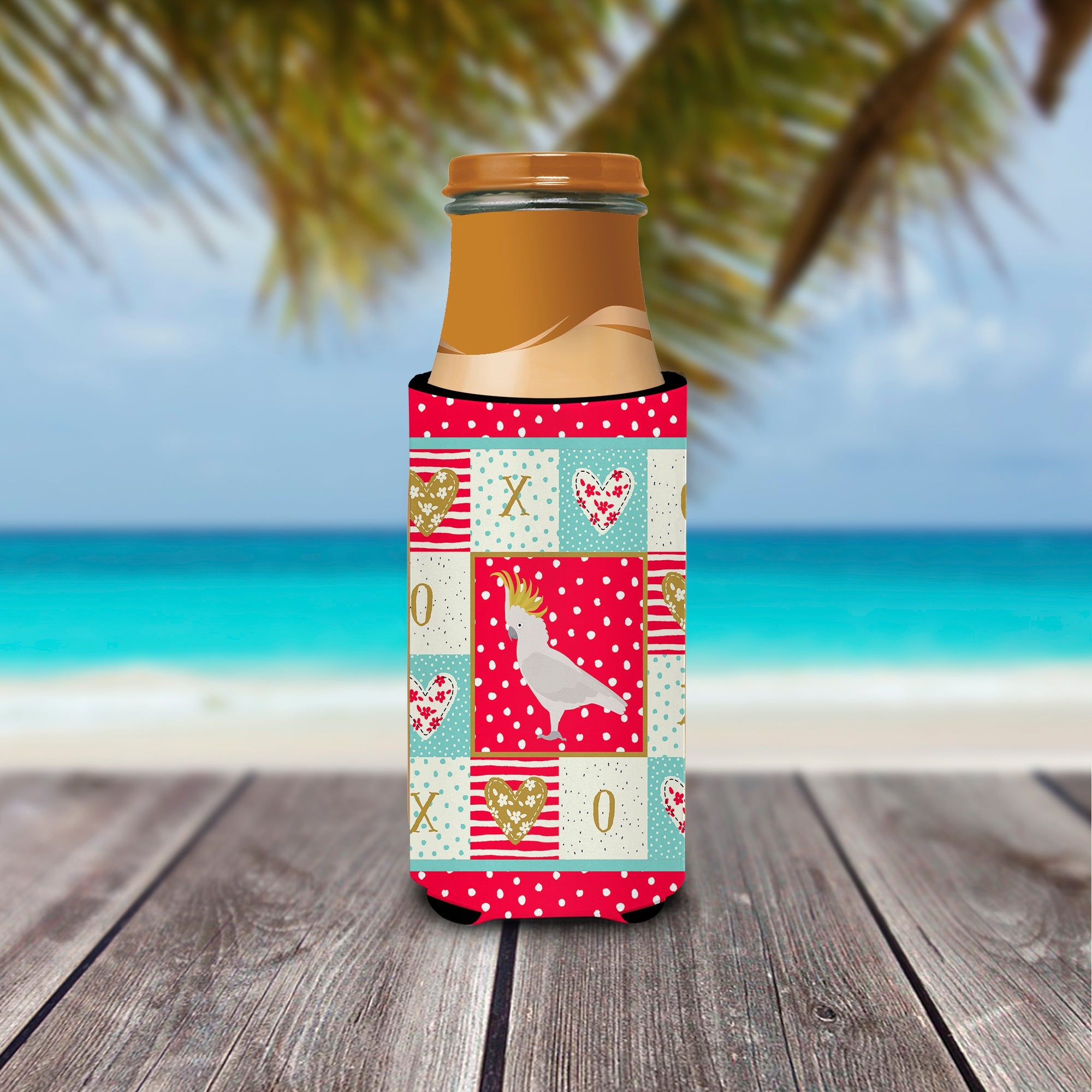 Cockatoo Love Slim Can Hugger , Insulated Foam Hugger for 12 oz Slim Cans, Beer Bottles & Water Bottles, Printed in USA