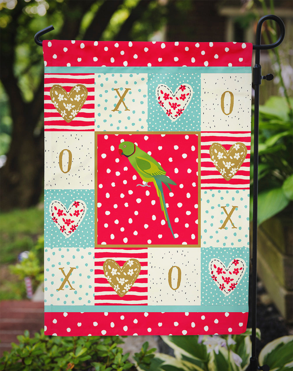 Ring-Necked Parakeet Love Garden Flag Mailbox Decorative Yard Banner Outside Patio Artwork for Flower Beds, Garden Size, Multicolor