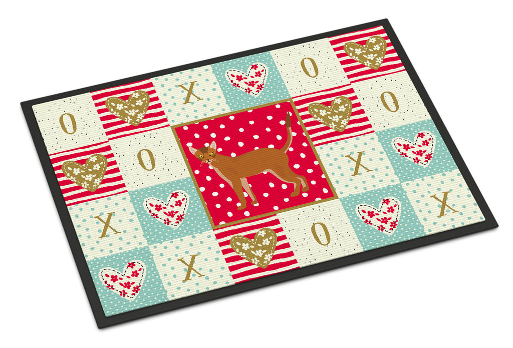 Red Abyssinian Cat Love Doormat Indoor Outdoor 18H X 27W Front Door Mat Rugs for Entryway, Non Slip Washable