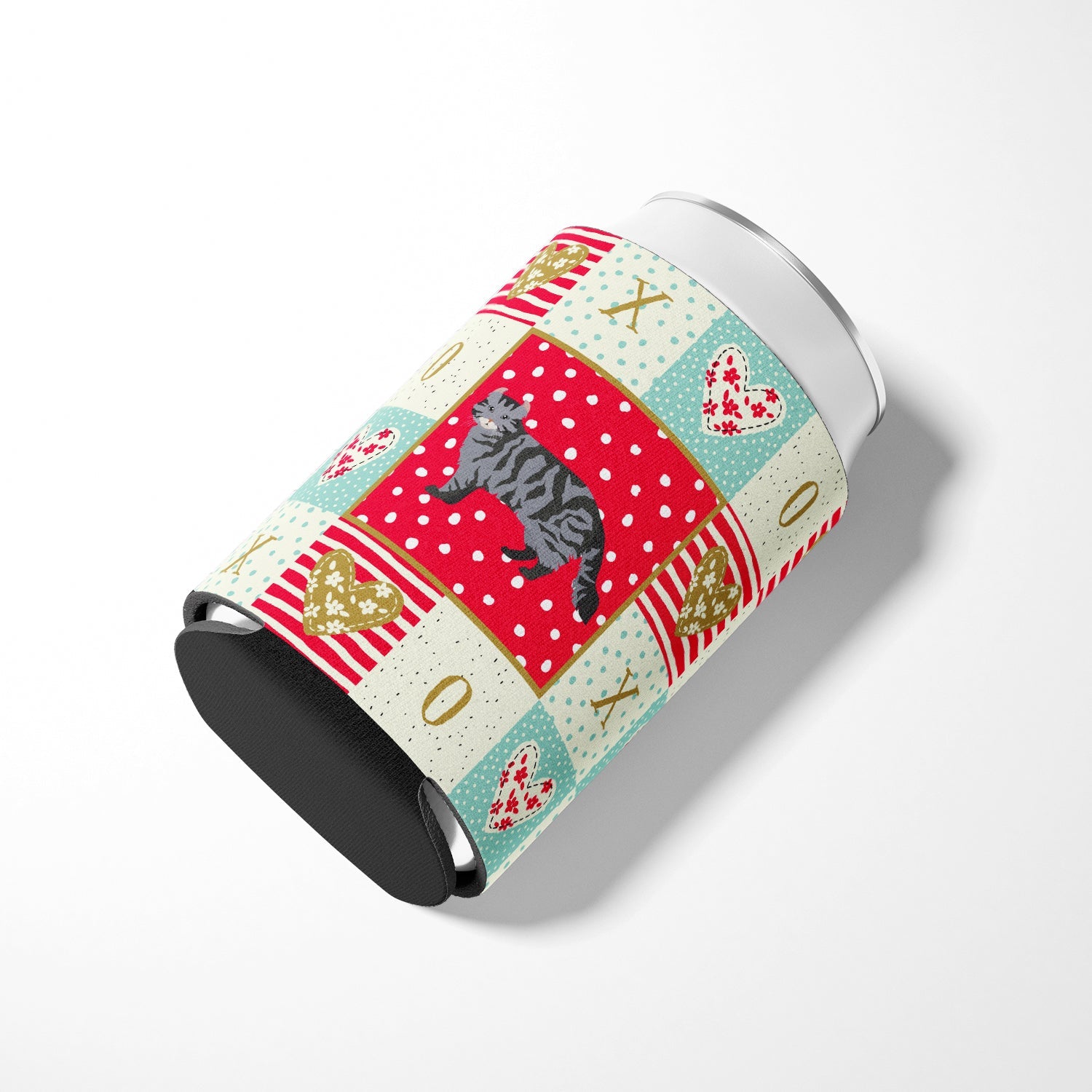 American Curl #1 Cat Love Can or Bottle Hugger Cooler Sleeve for Standard 12 oz Cans, Insulated Foam Beer & Soda Can Hugger Reusable