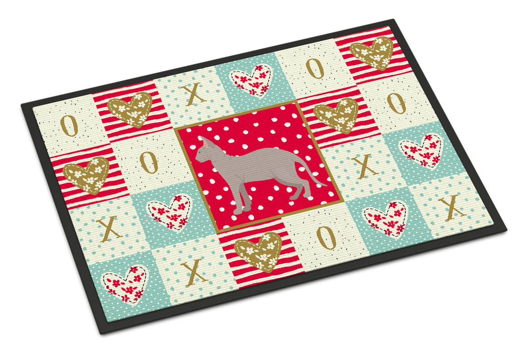 Don Sphynx Cat Love Doormat Indoor Outdoor 18H X 27W Front Door Mat Rugs for Entryway, Non Slip Washable
