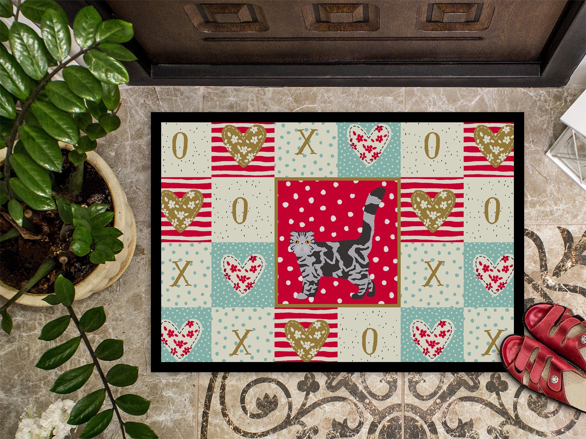 Foldex Exotic Fold #1 Cat Love Doormat Indoor Outdoor 24H X 36W Front Door Mat Rugs for Entryway, Non Slip Washable Low Pile,