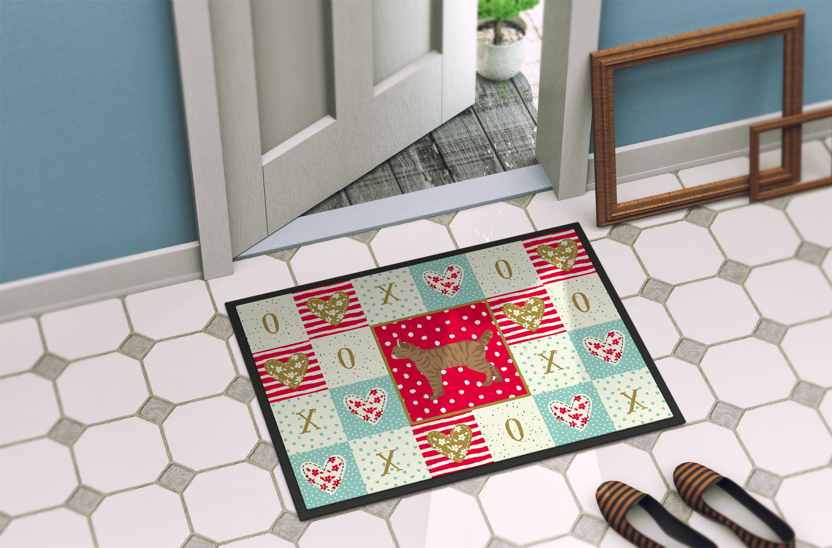 Highlander Lynx #1 Cat Love Doormat Indoor Outdoor 18H X 27W Front Door Mat Rugs for Entryway, Non Slip Washable