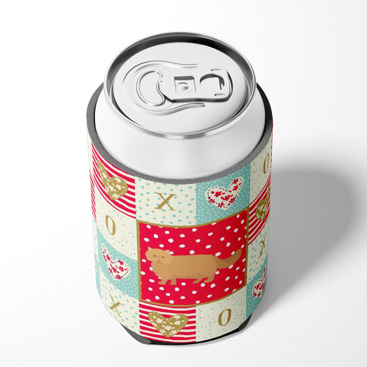 Persian Modern Cat Love Can or Bottle Hugger Cooler Sleeve for Standard 12 oz Cans, Insulated Foam Beer & Soda Can Hugger Reusable