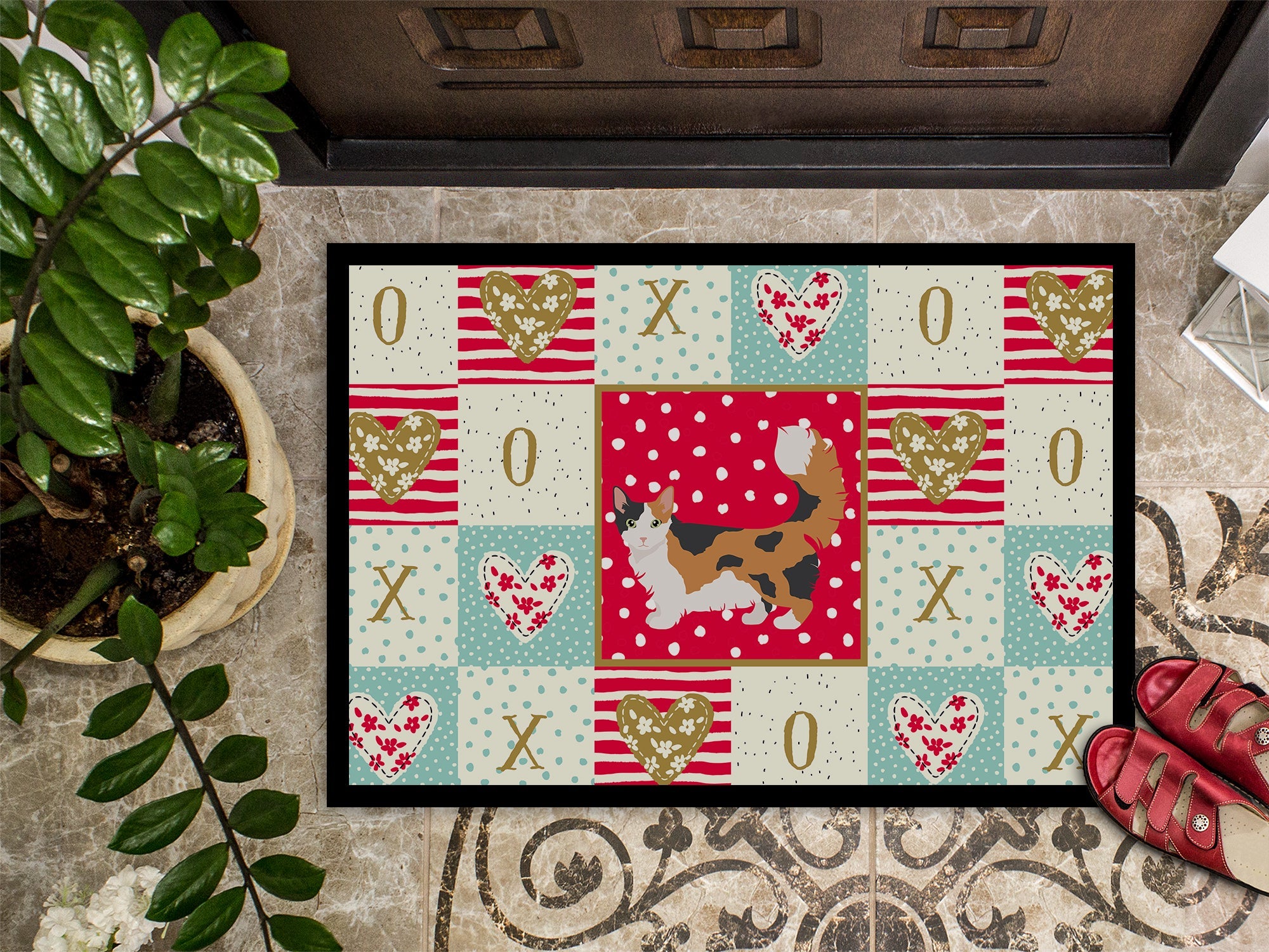 Skookum Cat Love Doormat Indoor Outdoor 18H X 27W Front Door Mat Rugs for Entryway, Non Slip Washable
