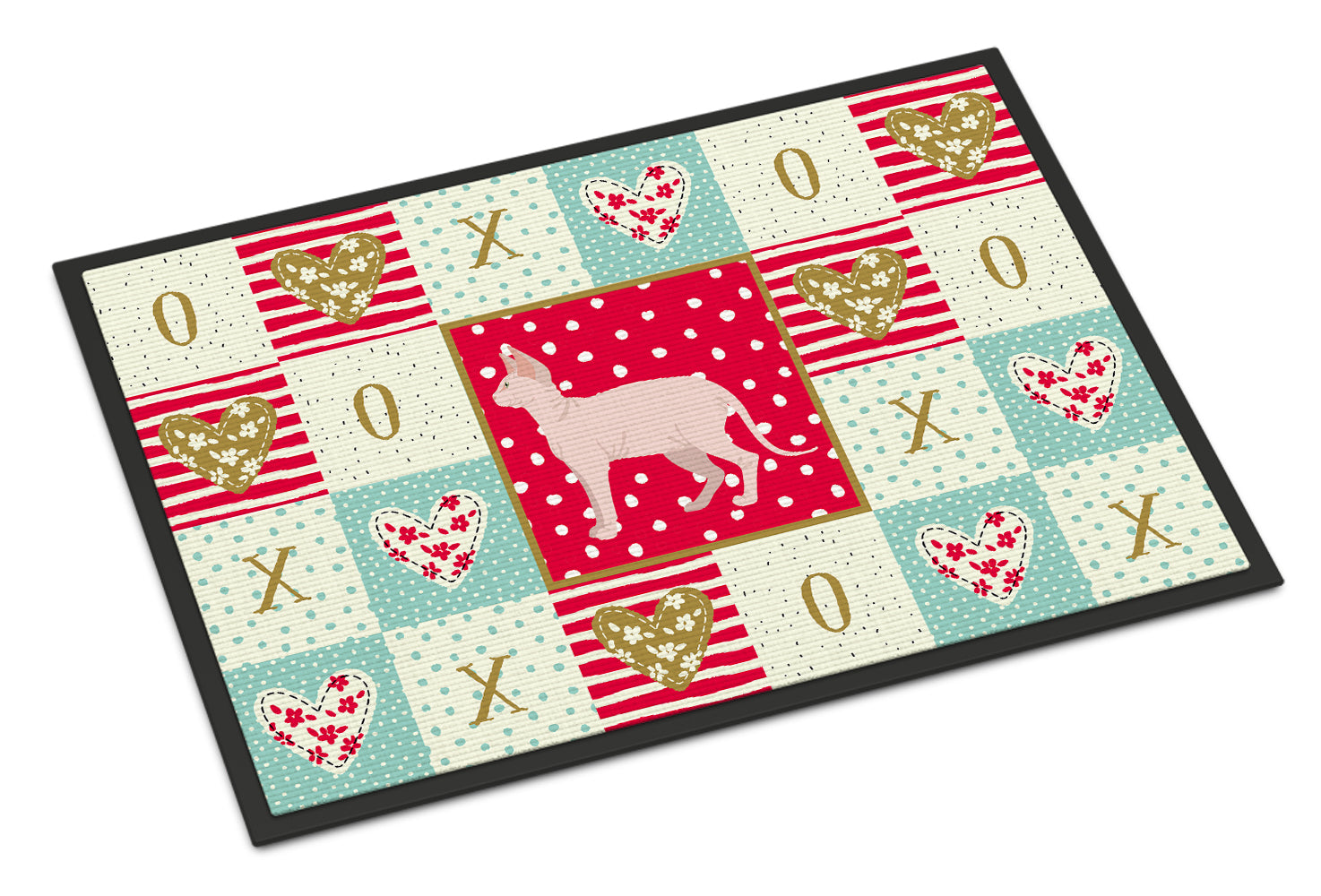 Sphynx Cat Love Doormat Indoor Outdoor 24H X 36W Front Door Mat Rugs for Entryway, Non Slip Washable Low Pile,