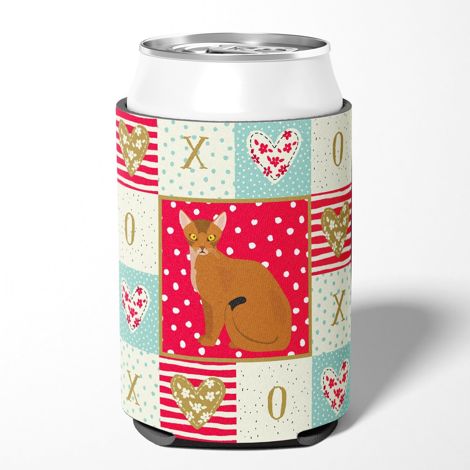 Abyssinian Cat Love Can or Bottle Hugger Cooler Sleeve for Standard 12 oz Cans, Insulated Foam Beer & Soda Can Hugger Reusable