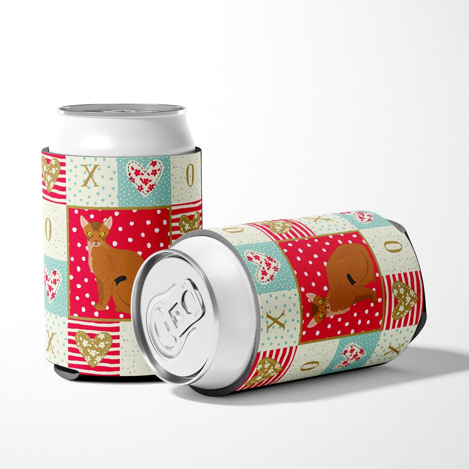Abyssinian Cat Love Can or Bottle Hugger Cooler Sleeve for Standard 12 oz Cans, Insulated Foam Beer & Soda Can Hugger Reusable