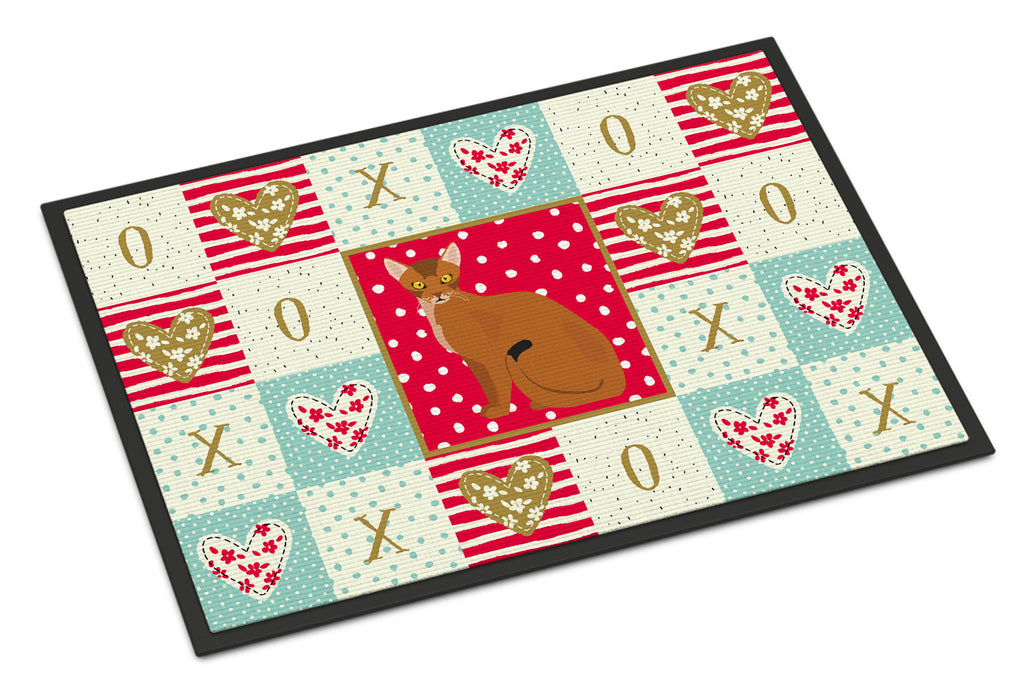 Abyssinian Cat Love Doormat Indoor Outdoor 24H X 36W Front Door Mat Rugs for Entryway, Non Slip Washable Low Pile,