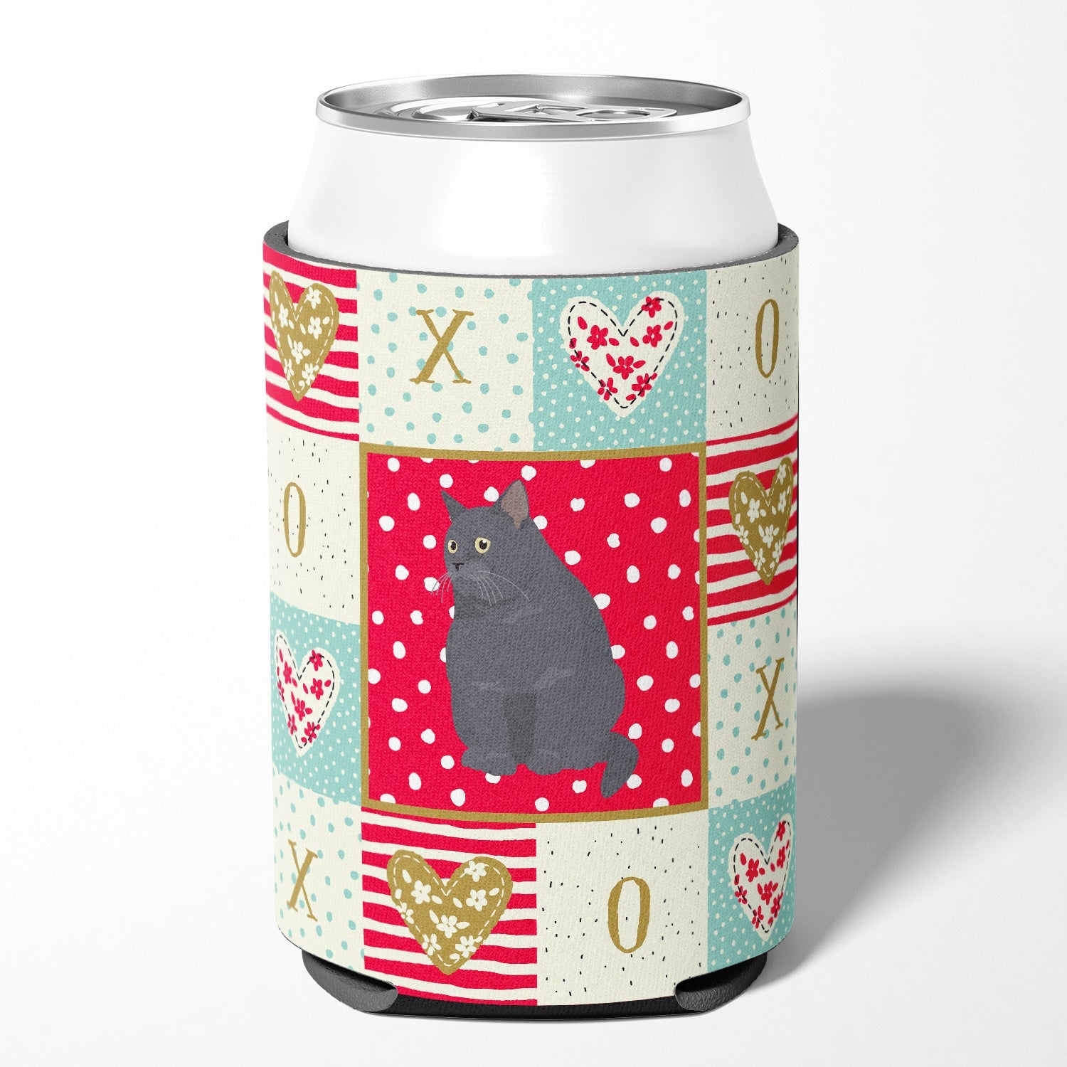 British Shorthair #2 Cat Love Can or Bottle Hugger Cooler Sleeve for Standard 12 oz Cans, Insulated Foam Beer & Soda Can Hugger Reusable
