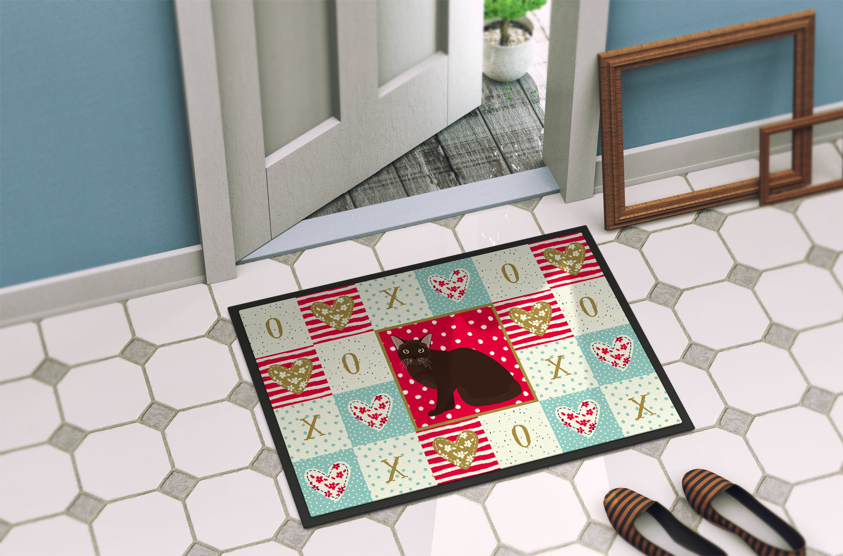 Burmese Cat Love Doormat Indoor Outdoor 24H X 36W Front Door Mat Rugs for Entryway, Non Slip Washable Low Pile,