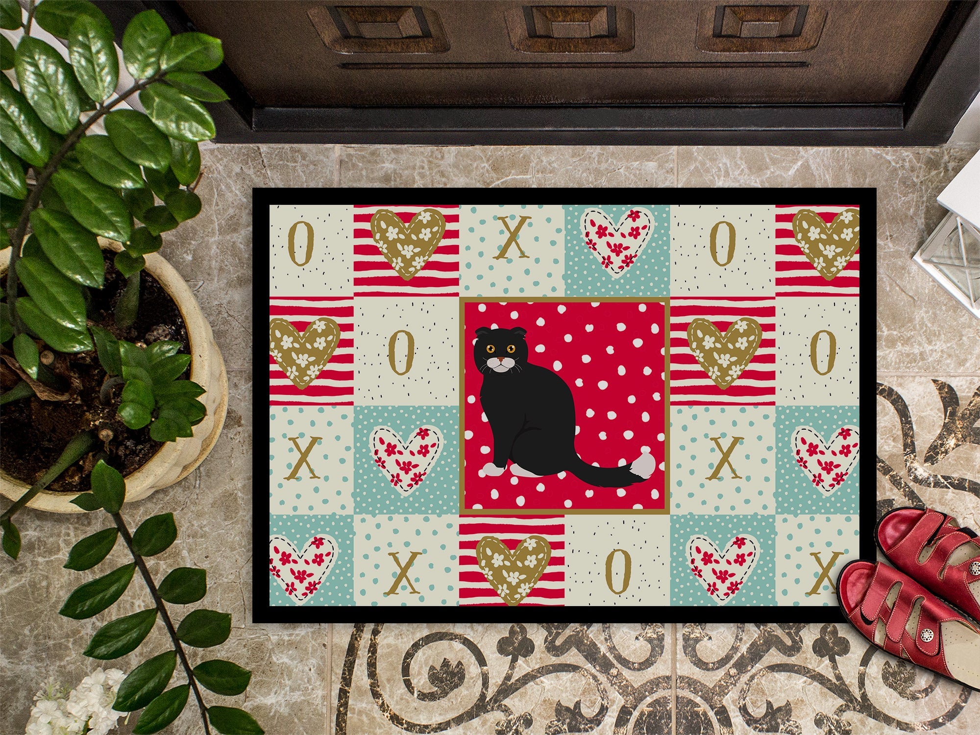 Foldex Exotic Fold #2 Cat Love Doormat Indoor Outdoor 24H X 36W Front Door Mat Rugs for Entryway, Non Slip Washable Low Pile,