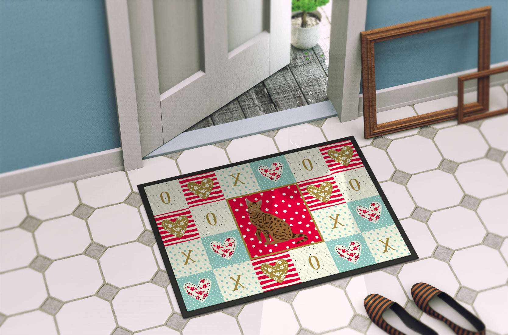 Ocicat #2 Cat Love Doormat Indoor Outdoor 18H X 27W Front Door Mat Rugs for Entryway, Non Slip Washable
