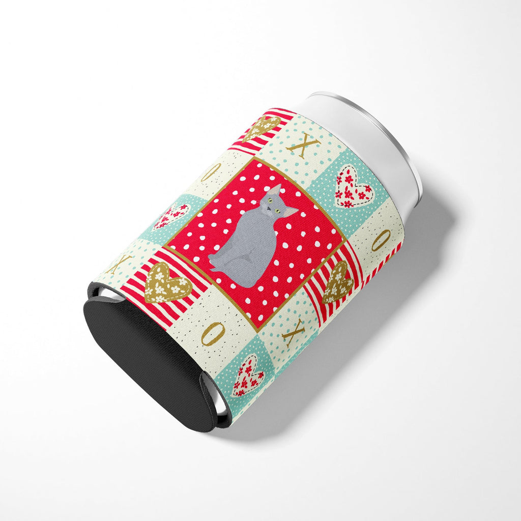 Russian Blue Cat Love Can or Bottle Hugger Cooler Sleeve for Standard 12 oz Cans, Insulated Foam Beer & Soda Can Hugger Reusable
