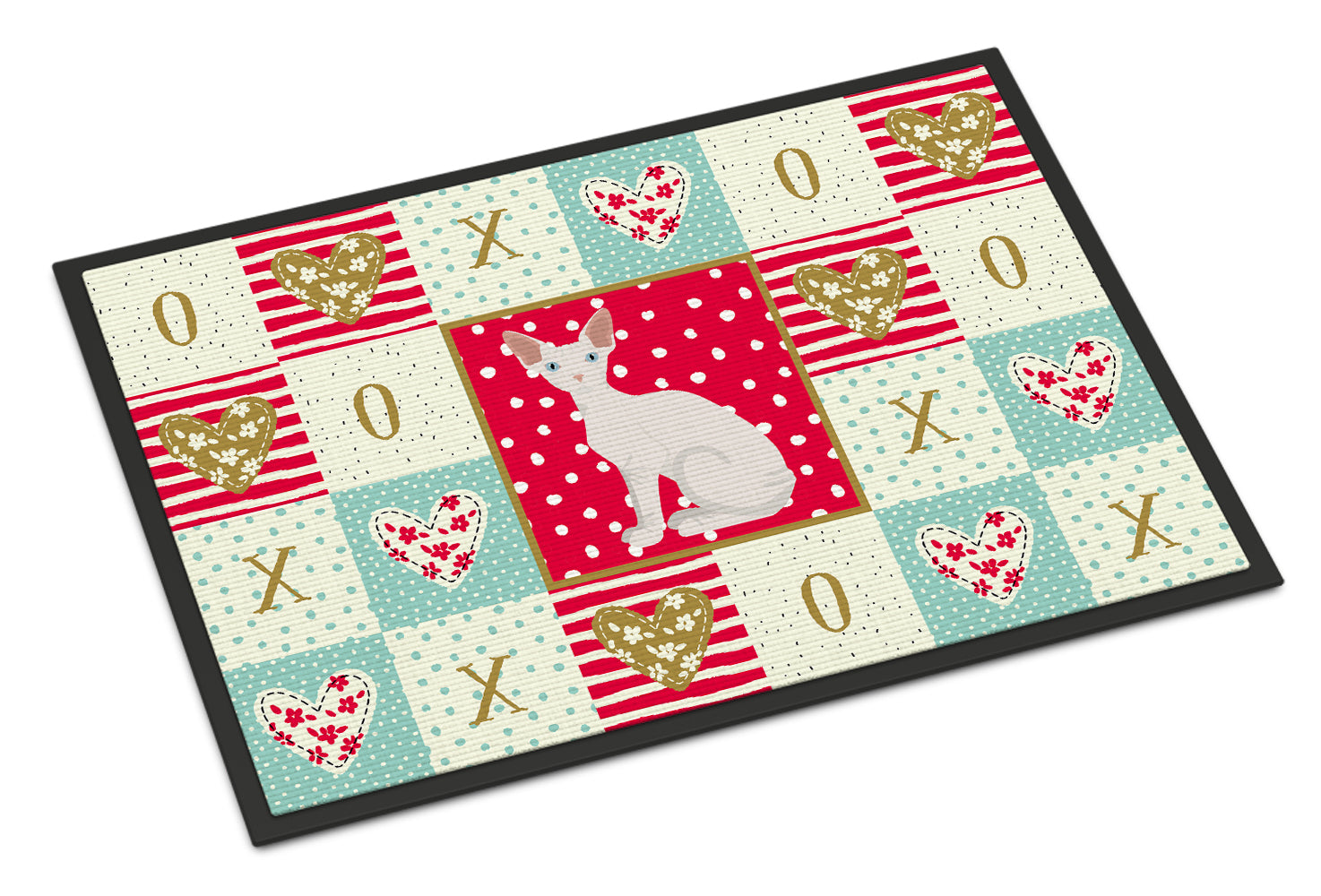 Sphynx Cat Love Doormat Indoor Outdoor 24H X 36W Front Door Mat Rugs for Entryway, Non Slip Washable Low Pile,