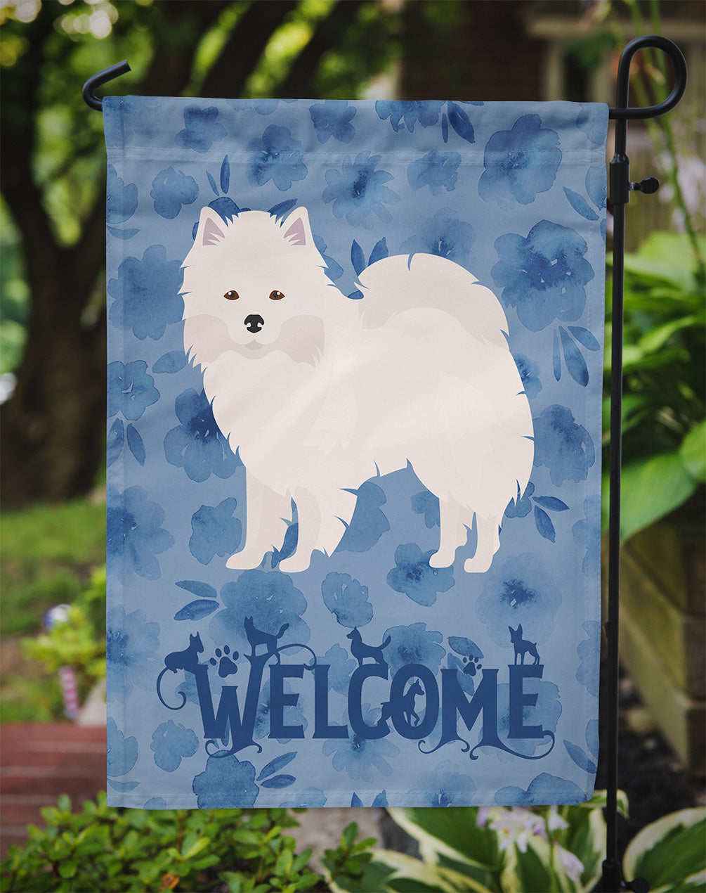 American Eskimo Welcome Garden Flag Mailbox Decorative Yard Banner Outside Patio Artwork for Flower Beds, Garden Size, Multicolor