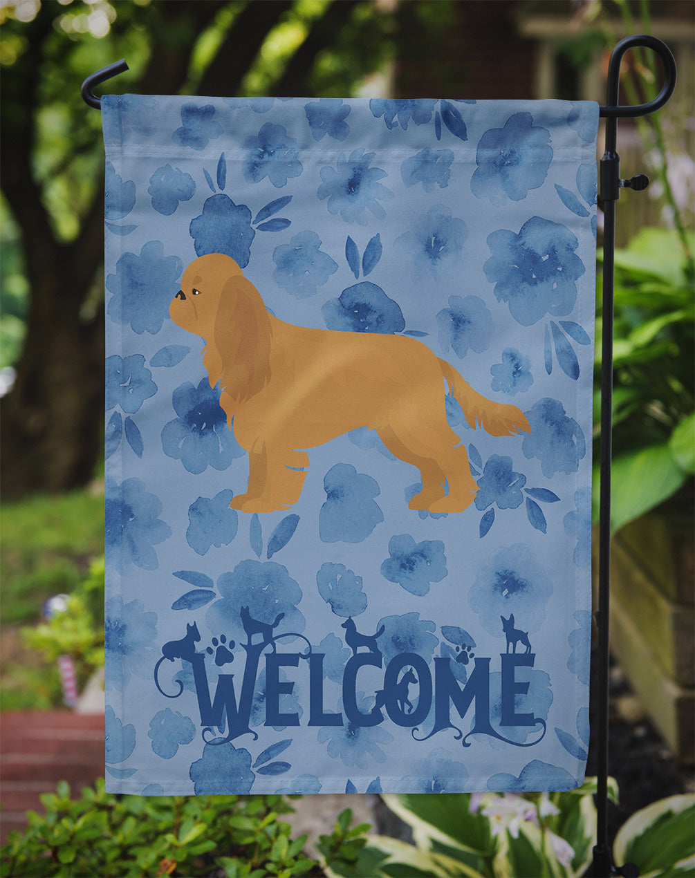 Ruby Cavalier Spaniel Welcome Garden Flag Mailbox Decorative Yard Banner Outside Patio Artwork for Flower Beds, Garden Size, Multicolor