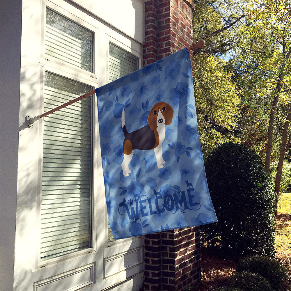 Beagle Welcome House Flag 28x40 Porch Sleeve Pole Decorative Outside Yard Banner Artwork Wall Hanging, Polyester