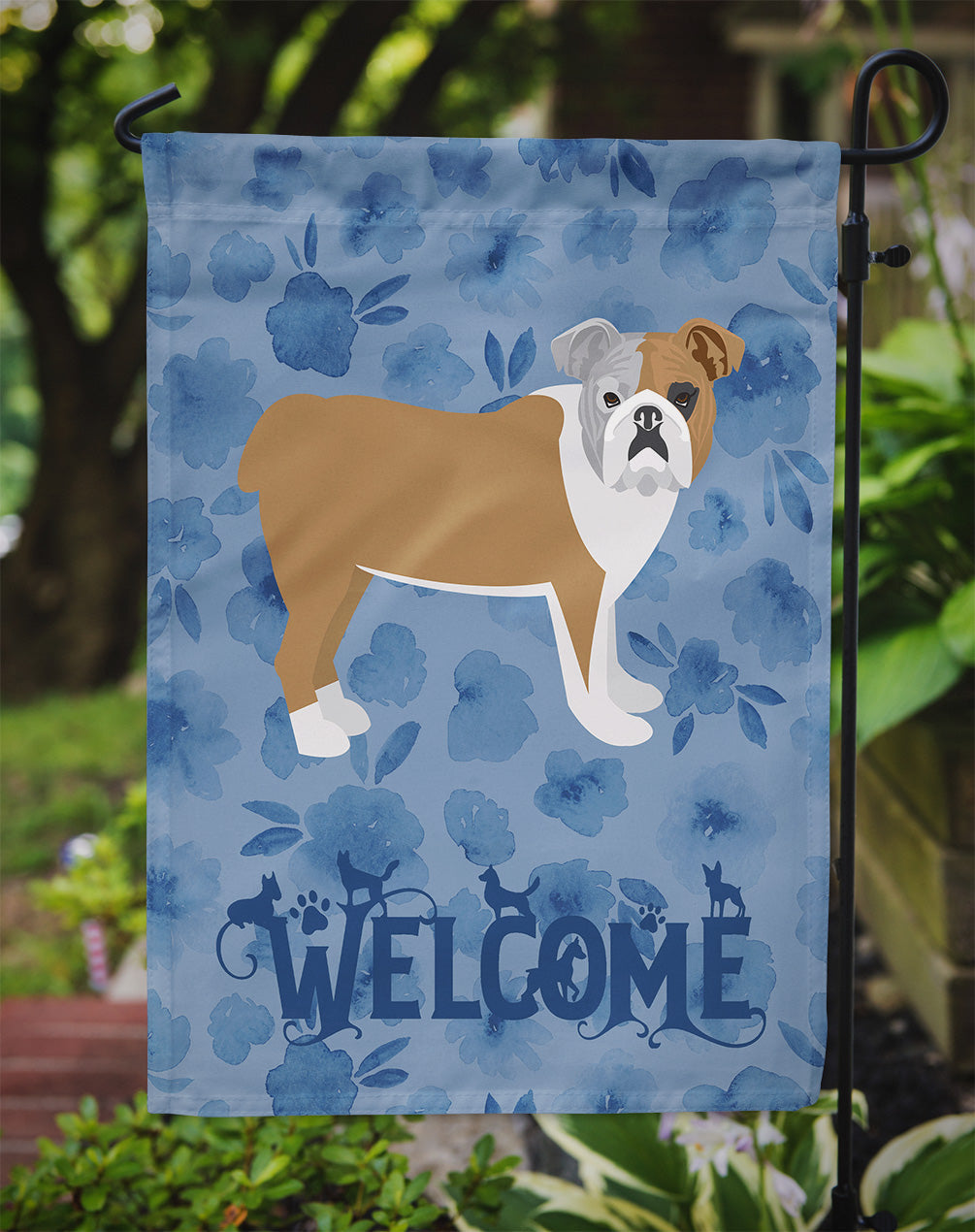 English Bulldog Welcome Garden Flag Mailbox Decorative Yard Banner Outside Patio Artwork for Flower Beds, Garden Size, Multicolor