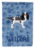 Tricolor Cavalier Spaniel Welcome House Flag 28x40 Porch Sleeve Pole Decorative Outside Yard Banner Artwork Wall Hanging, Polyester
