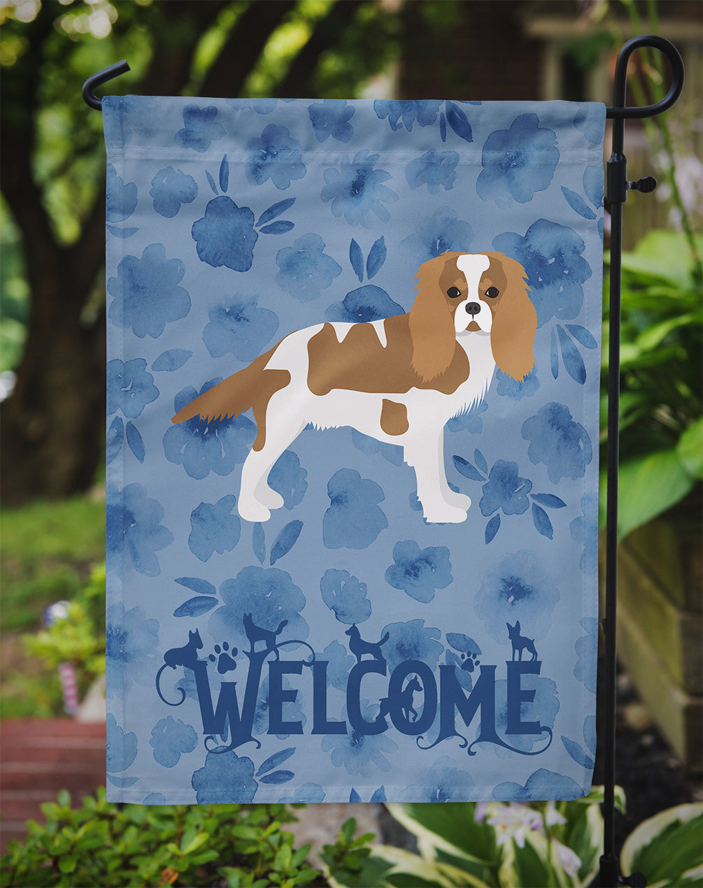 Blenheim Cavalier Spaniel Welcome Garden Flag Mailbox Decorative Yard Banner Outside Patio Artwork for Flower Beds, Garden Size, Multicolor