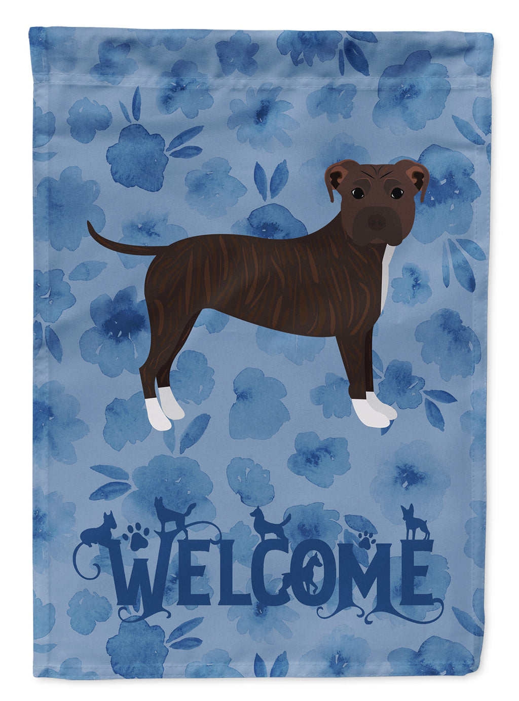 Staffordshire Bull Terrier Welcome Garden Flag Mailbox Decorative Yard Banner Outside Patio Artwork for Flower Beds, Garden Size, Multicolor