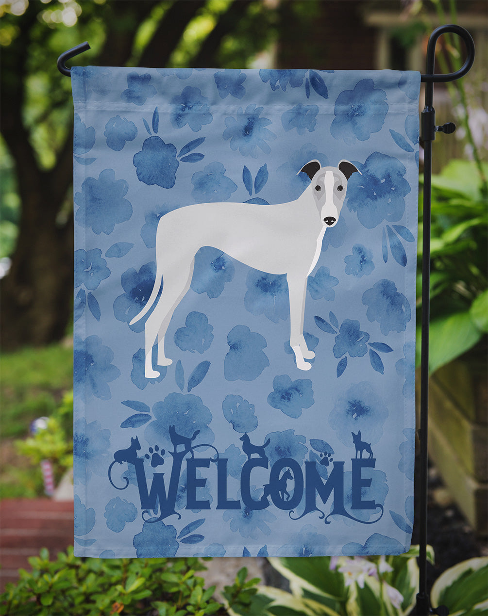 Whippet Welcome Garden Flag Mailbox Decorative Yard Banner Outside Patio Artwork for Flower Beds, Garden Size, Multicolor