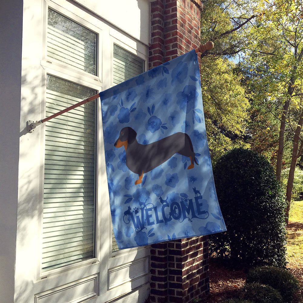 Dachshund Welcome House Flag 28x40 Porch Sleeve Pole Decorative Outside Yard Banner Artwork Wall Hanging, Polyester