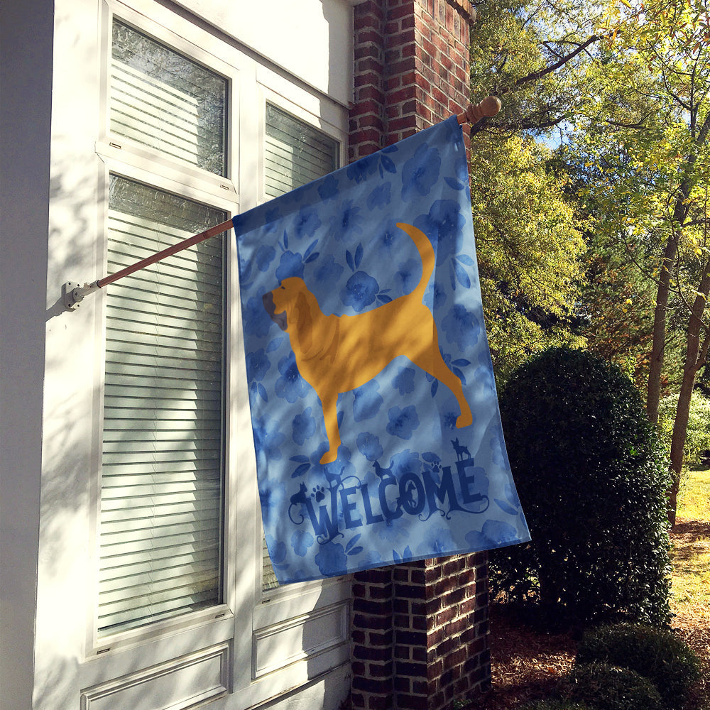 Bloodhound Welcome House Flag 28x40 Porch Sleeve Pole Decorative Outside Yard Banner Artwork Wall Hanging, Polyester