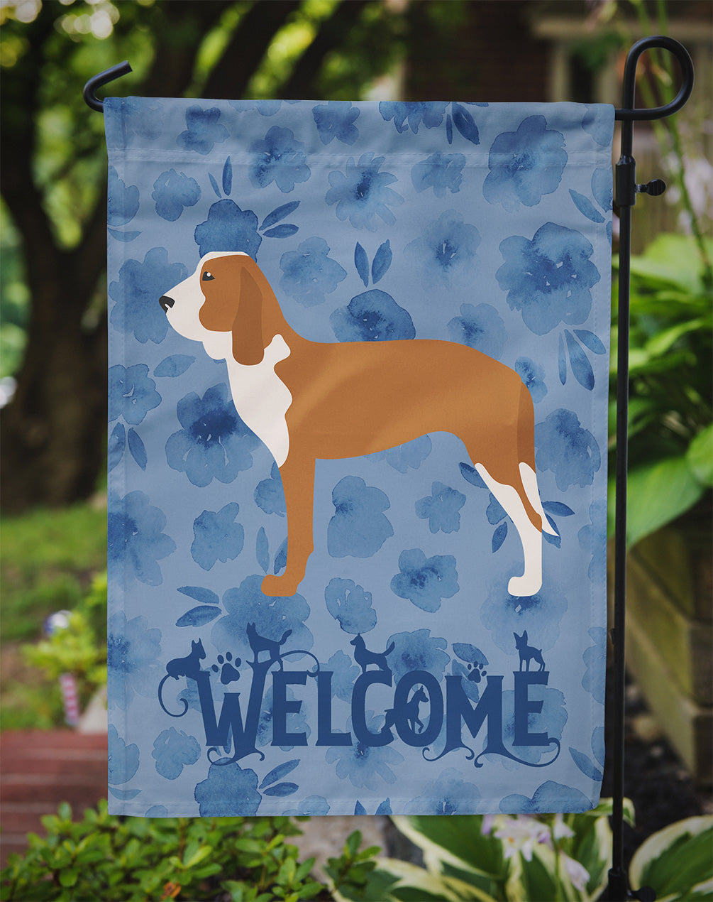 Spanish Hound Welcome Garden Flag Mailbox Decorative Yard Banner Outside Patio Artwork for Flower Beds, Garden Size, Multicolor