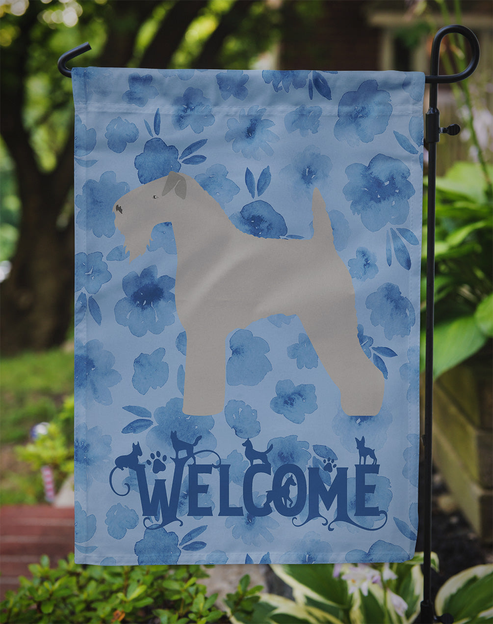 Kerry Blue Terrier Welcome Garden Flag Mailbox Decorative Yard Banner Outside Patio Artwork for Flower Beds, Garden Size, Multicolor
