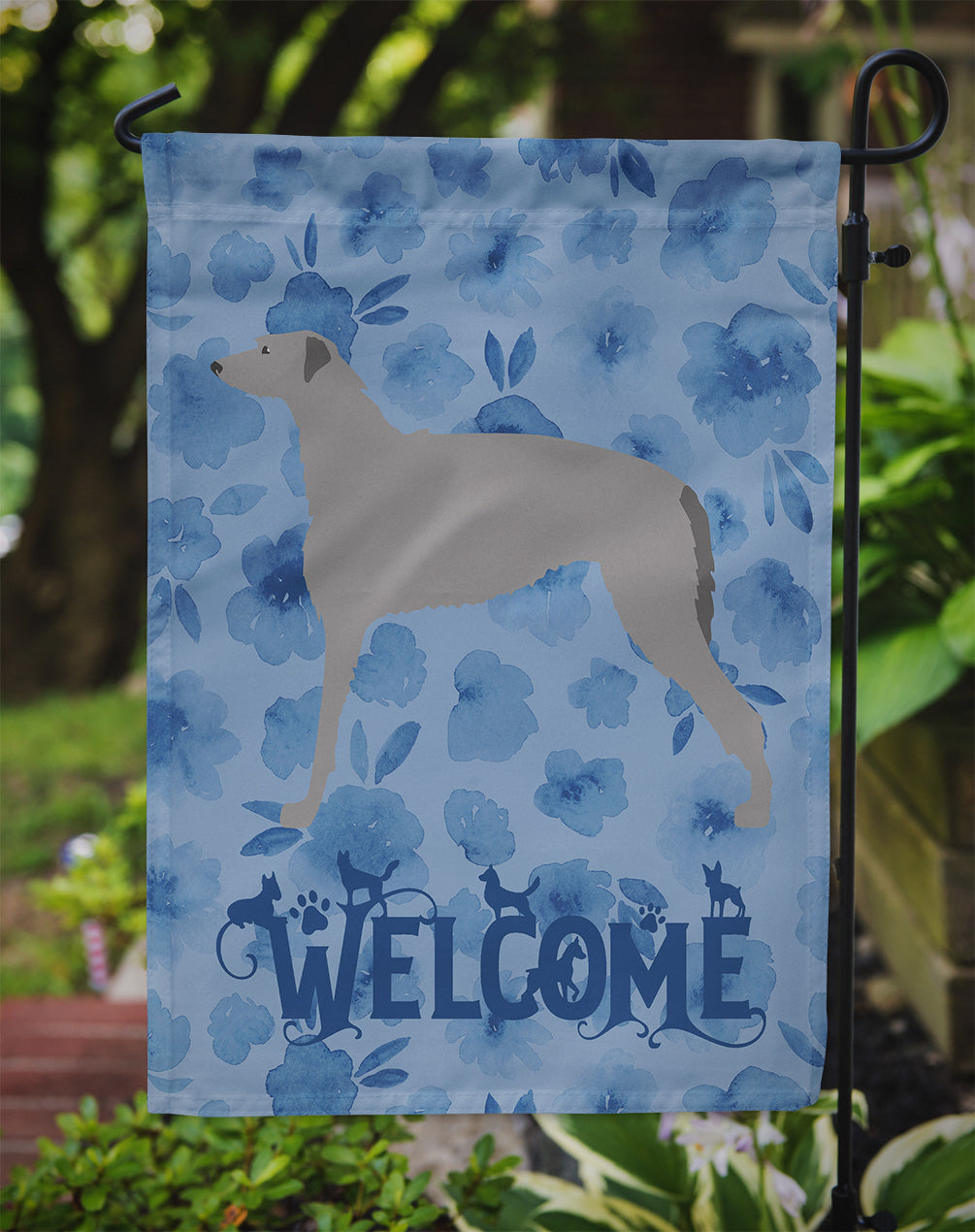 Scottish Deerhound Welcome Garden Flag Mailbox Decorative Yard Banner Outside Patio Artwork for Flower Beds, Garden Size, Multicolor
