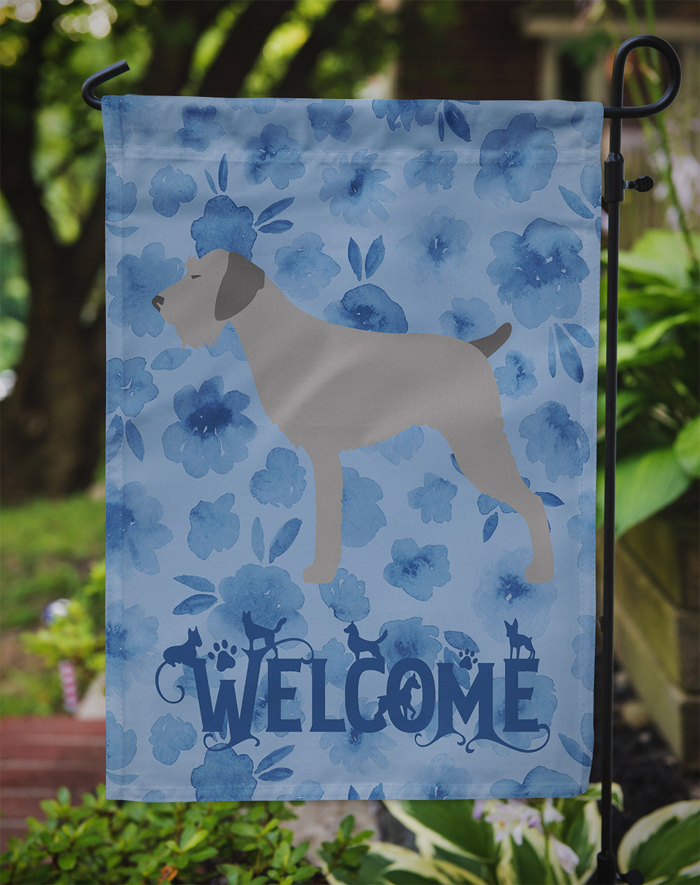 German Wirehaired Pointer Welcome Garden Flag Mailbox Decorative Yard Banner Outside Patio Artwork for Flower Beds, Garden Size, Multicolor